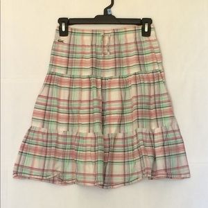 LACOSTE Pink and Green Plaid Skirt